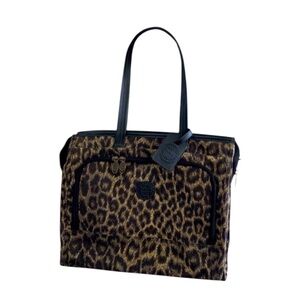 RICARDO of BEVERLEY HILLS legend Leopard Print Vintage Tote Leather Handles/Trim